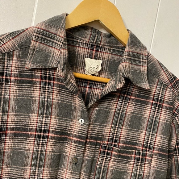 Cinq A Sept Emile Grey Plaid Button Front Crop Top Collared Shirt Cropped Cotton - Picture 4 of 12